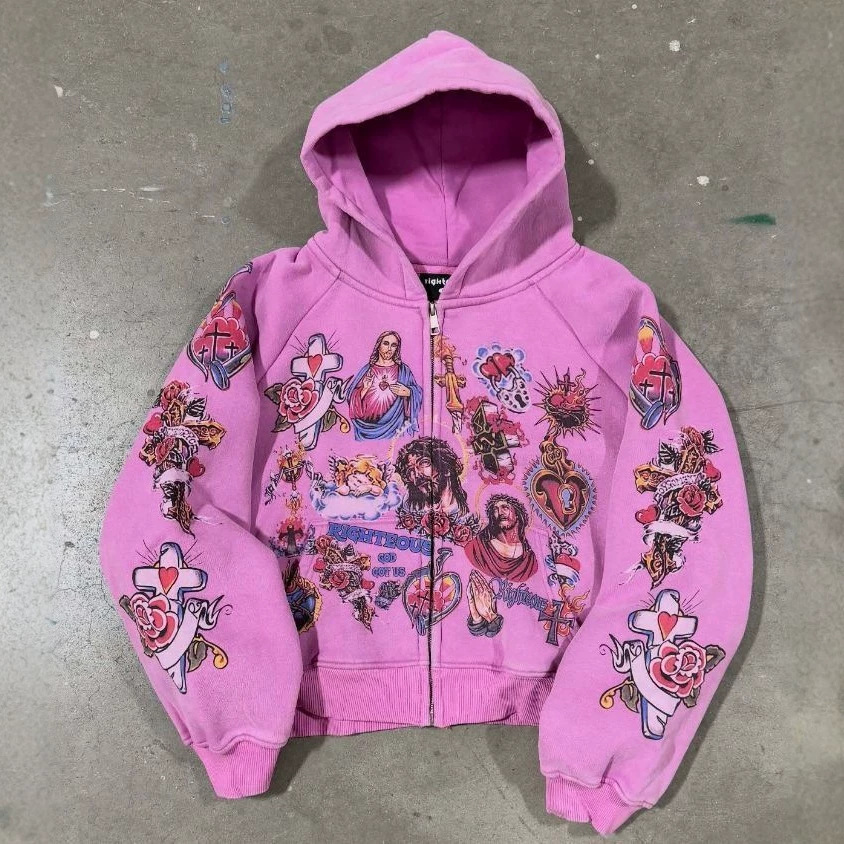 2026 Trend Yeni Retro 3D Baskı Başlıklı Hoodie Erkek