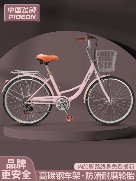 Feige Bicycle Men's and Women's Adult Student Walking Lightweight Variable Speed Bicycle 24inch 26inch Solid Tire Commuting Bike