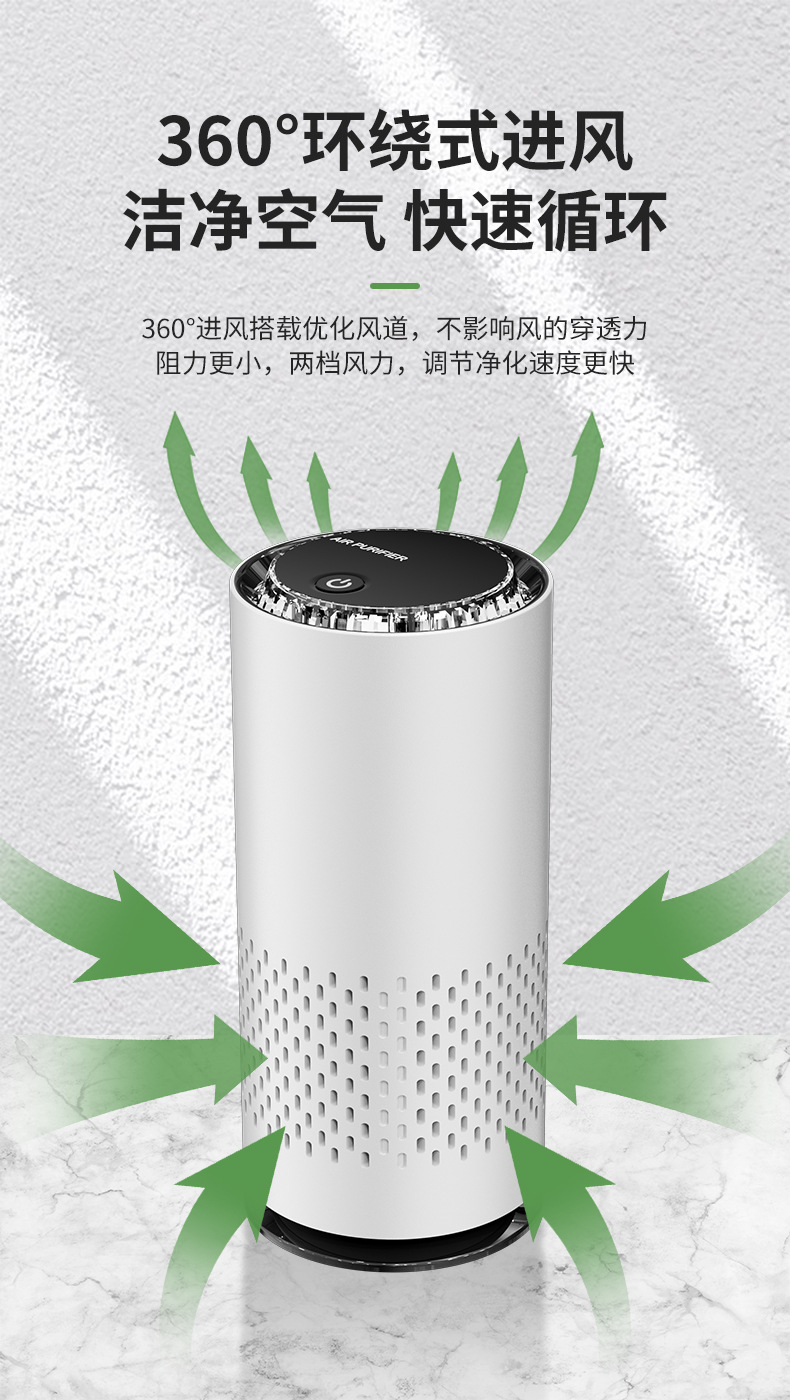 Car Negative Ion Air Purifier Hepa Activated Carbon Filter Formaldehyde Odor Removal Office Desk Oxygen Bar Wholesale