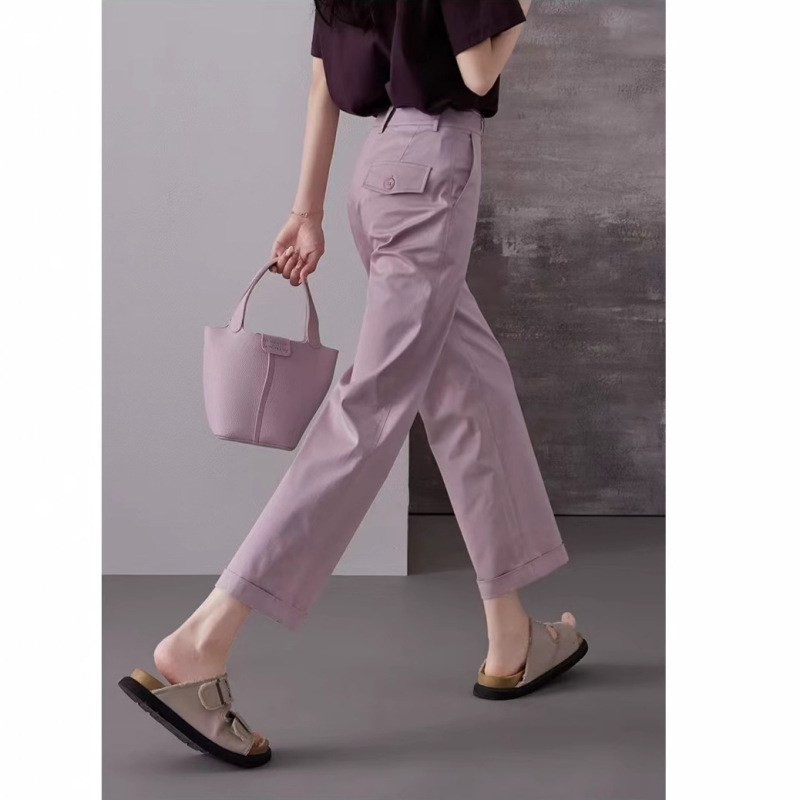 2026 Summer New Fashion Trend Simple Commuter Loose Versatile Slimming Cropped Straight Pants for Women 2026 Summer New Fashion Trend Simple Commuter Loose Versatile Slimming Cropped Straight Pants for Women