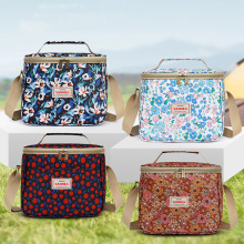 SANNE新款复古花色保温包 户外野餐便当包学生带餐饭盒袋跨境冰包