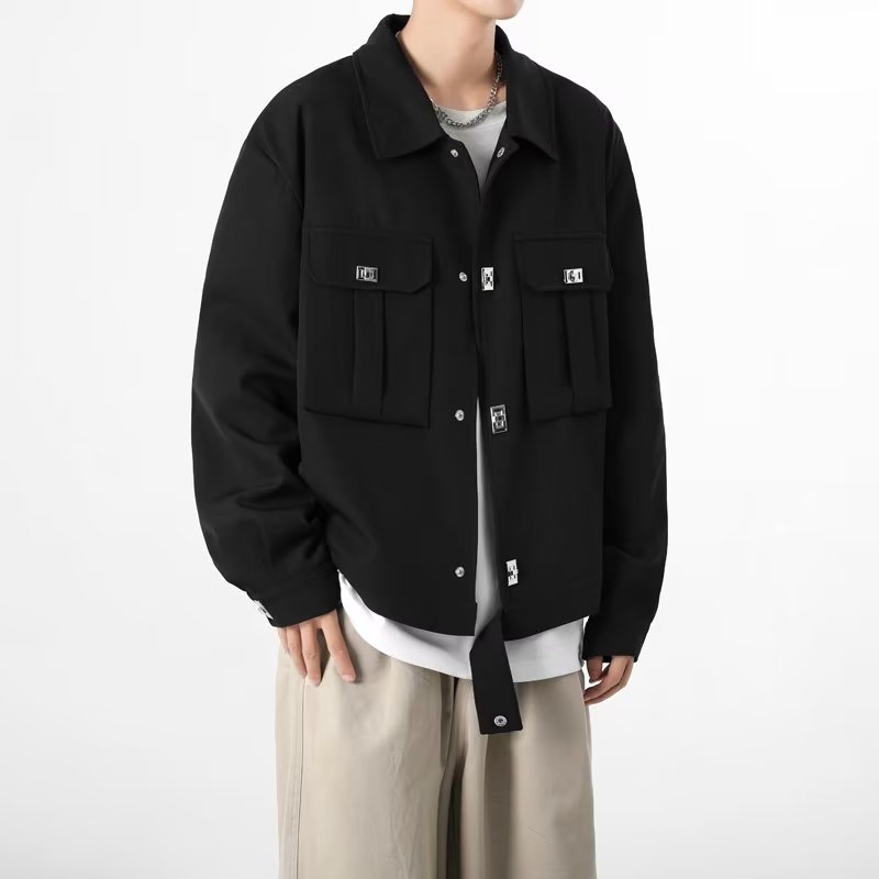 Marca de moda Estilo de Hong Kong Estilo japonés 2024 Primavera y otoño Chaqueta guapa Hombre ins High Street Harajuku Estilo coreano Chaqueta suelta de tendencia