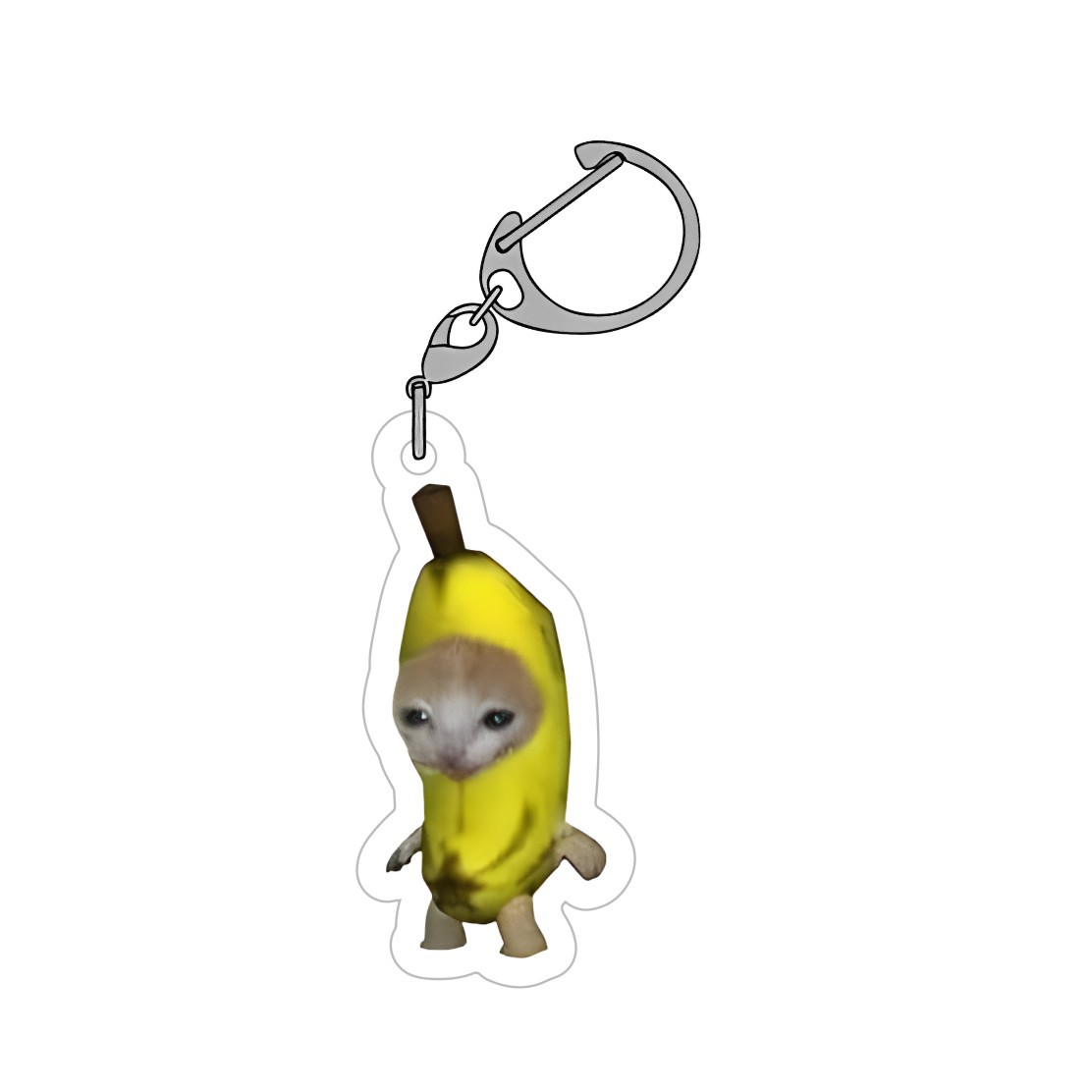 Lindo gato feliz, gato plátano, personalidad de nicho, colgante acrílico de alto valor, llavero de talla de arena, regalo image 6