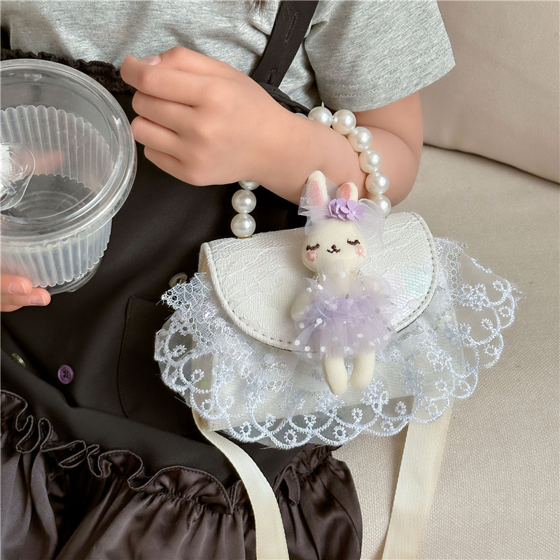 Bagos de princesa de perlas de moda, bolsos lindos para niños, mochilas de textura casuales, bolsos de cambio, accesorios