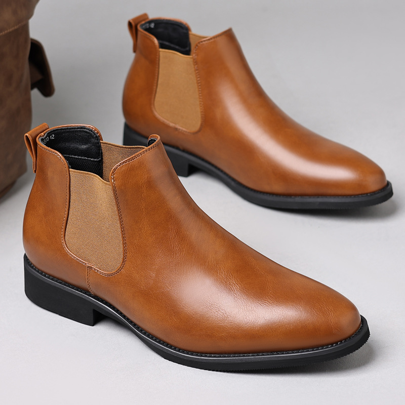 Botas vintage Botas puntiagudas para hombre Botas de piel talla grande_voghion.com