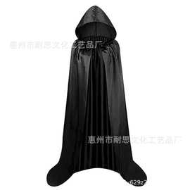 万圣节斗篷披风cosplay成人儿童黑中世纪男巫师袍死神僧侣帽演出