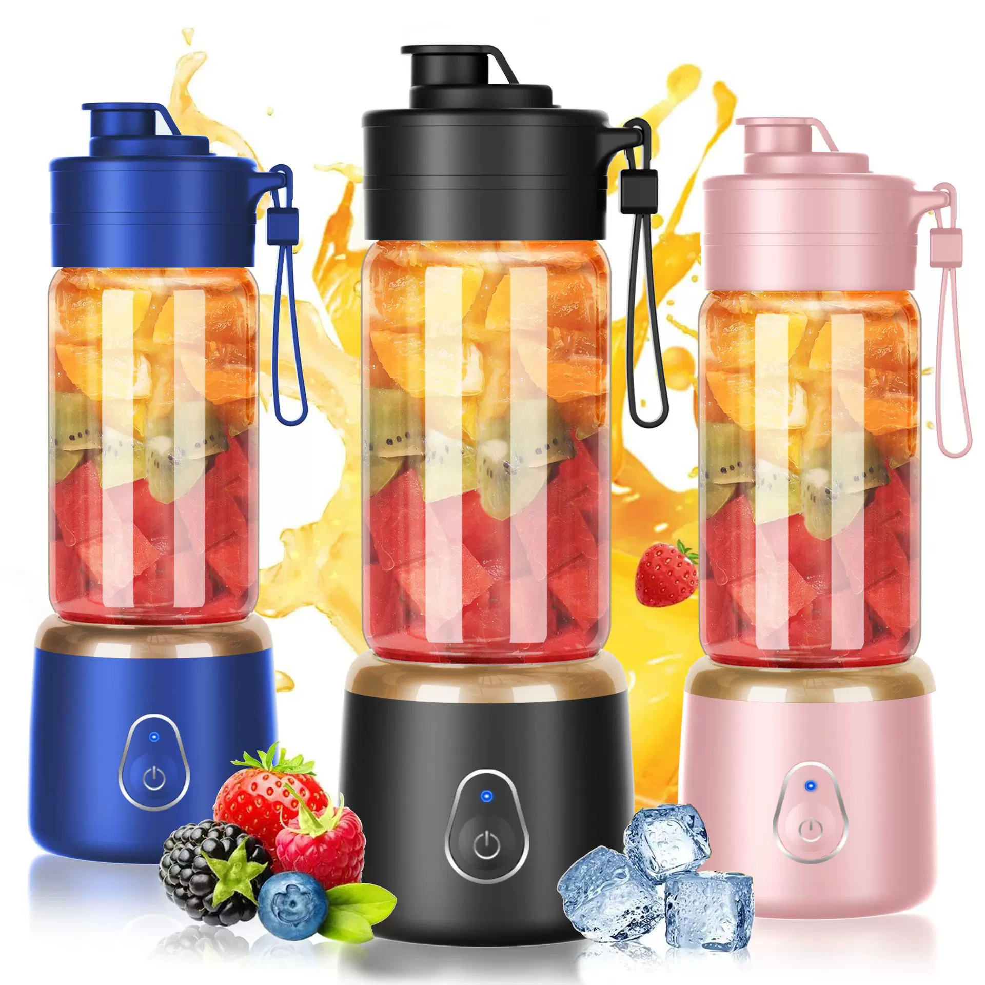 跨境榨汁机便携式小型水果搅拌机高效家用多功能果汁机电动榨汁杯