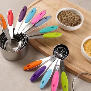 in stock Cross-border Stainless Steel Scale Measuring Cup Measuring Spoon suit 10-piece Measuring Tool Measuring Cup Baking Tool