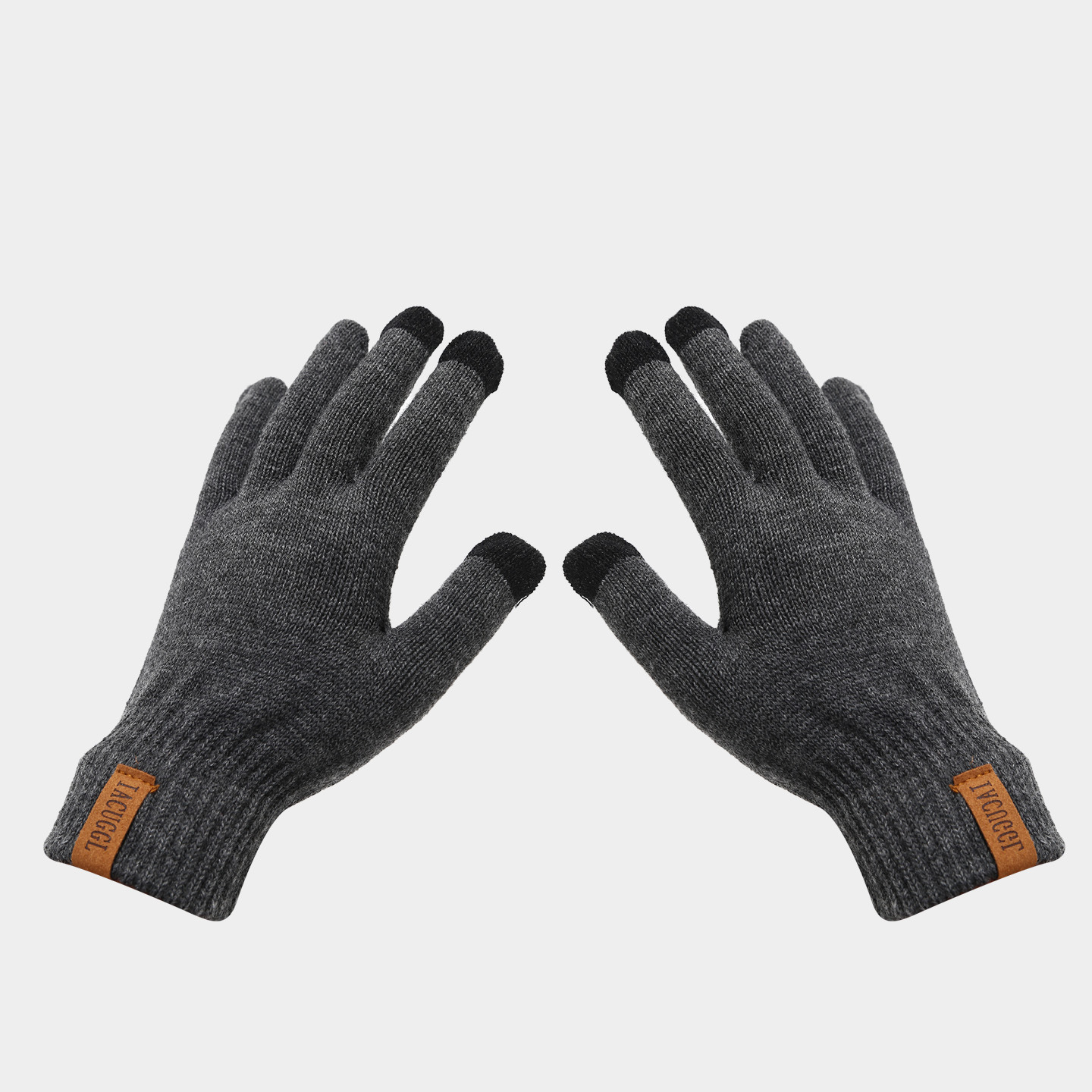 Unisex-Winter-Strickset, 3-teilig, mit Vintage-Ledermütze mit Buchstabenaufnäher, Schal und Handschuhen – warmes, wärmendes Set zum Schutz vor Kälte im Freien für Damen und Herren._voghion.com