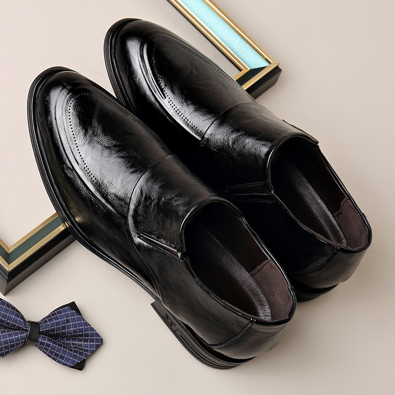 Zapatos de cuero para hombre otoño y invierno vestido formal de negocios de cuero suave con una punta de pedal trajes zapatos de boda para novio image 3