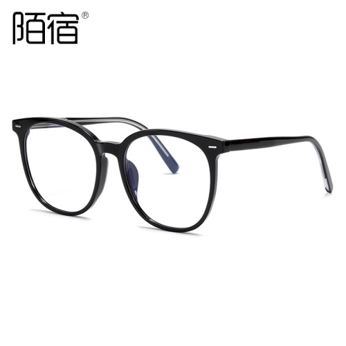 TR8026 Korean style large frame glasses frame natural face anti-blue light nearsighted board pin quality round frame green  