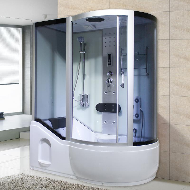Integrated Bathroom Shower Room with Surfing Steam Integrated Bathroom Sauna Room with Bathtub Tempered Glass