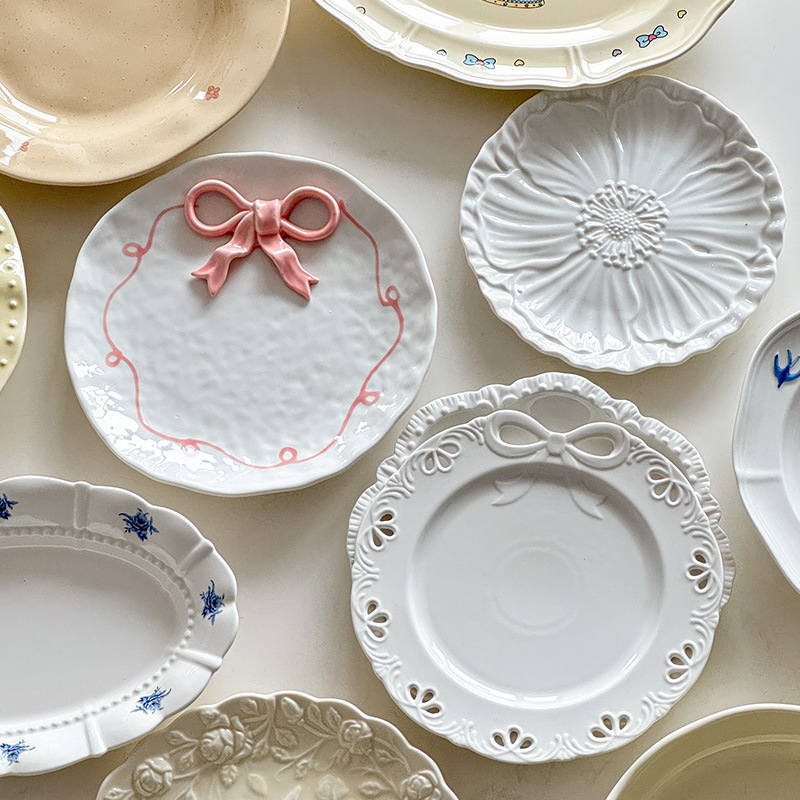Mooney Ins Cream Style Dinner Plate Collection Embossed Lace Dessert Plate Pasta Plate Salad Plate Cute and Beautiful Home Mooney Ins Cream Style Dinner Plate Collection Embossed Lace Dessert Plate Pasta Plate Salad Plate Cute and Beautiful Home