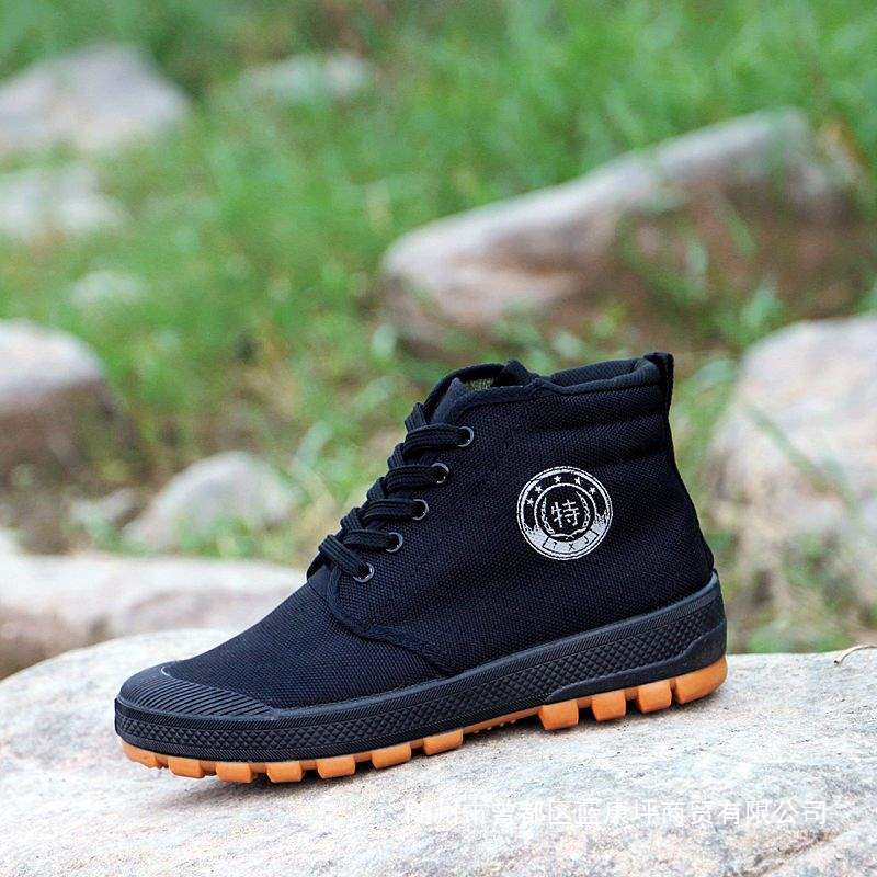 High-Top Four-Season Tendon Sole Non-Slip Wear-Resistant Casual Breathable Single Work Shoes Labor Protection Canvas Dad Shoes