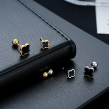 四叶草耳钉男钛钢不掉色时尚潮流小众设计耳饰女轻奢高级感首饰品