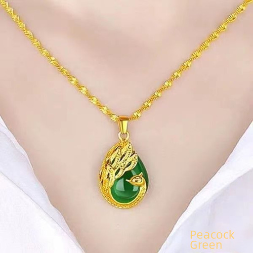 South China Sand Gold Water Drop Diamond Pendant Clover Necklace Wedding Gold Lady Red Agate DIY Accessory Wholesale