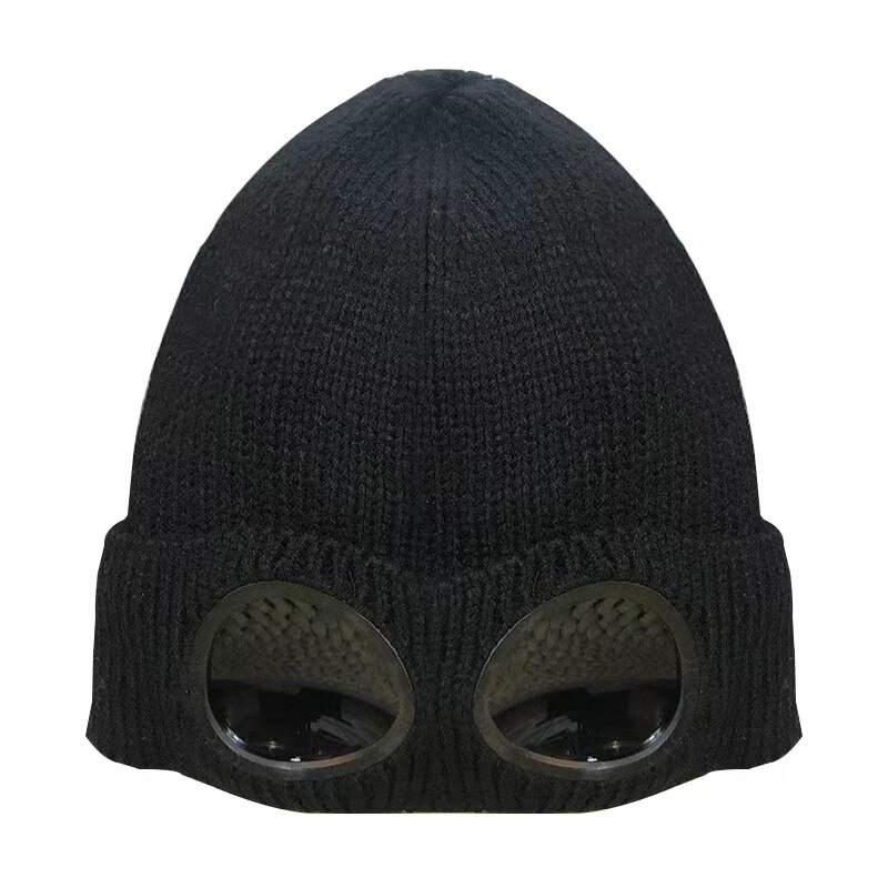 Ski cap men's and women's autumn and winter glasses cap goggles knitted sports cap pilot cap with sunglasses windproof warm hat