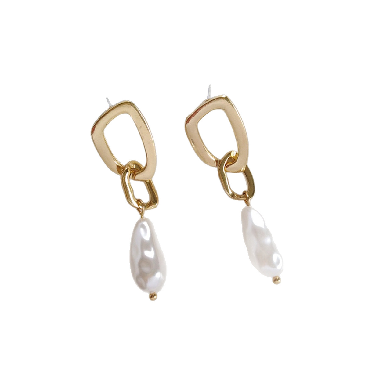 Simple Elegant Luxury Irregular French Pearl Pendant Earrings