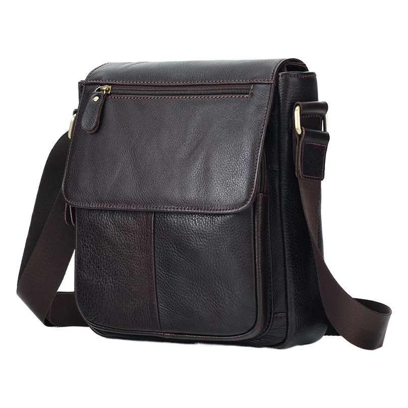 Cross-border Top-layer Cowhide Retro Bag Cover Shoulder Bag Commuter Leather Bag Men's Bag Genuine Leather High-end Men's Crossbody Bag
