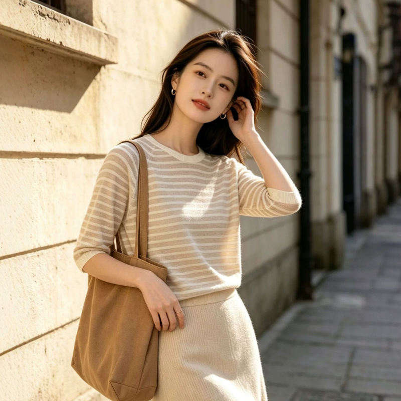 High-End Sd Xiaohuo Summer Top Nanyou High-End Women's Commuter Premium Wool Blend Sun-Protective Knitwear High-End Sd Xiaohuo Summer Top Nanyou High-End Women's Commuter Premium Wool Blend Sun-Protective Knitwear