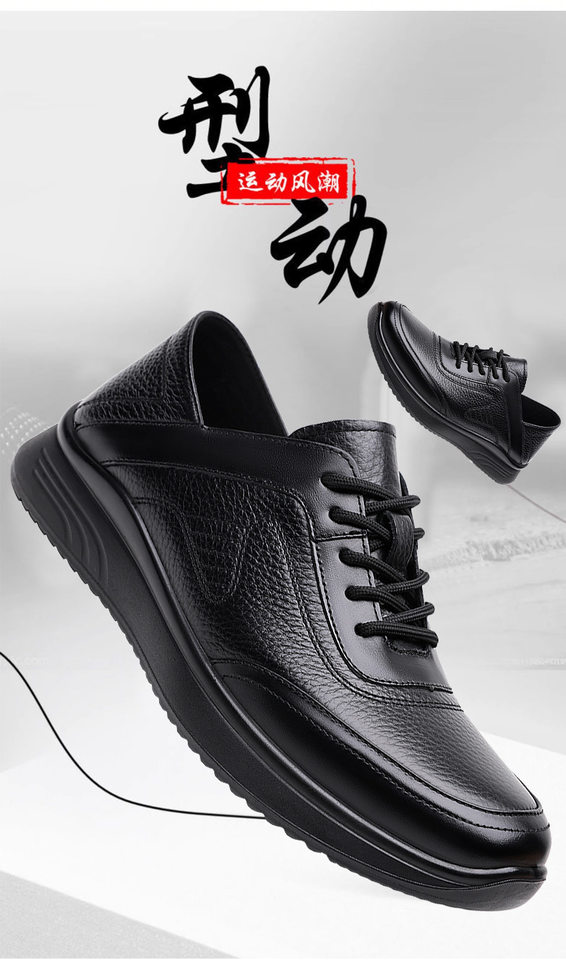 Giày lười nam da bò thật mũi tròn đế mềm chống trượt, kiểu slip-on nhẹ chân — D7913 Đen chi tiết 2
