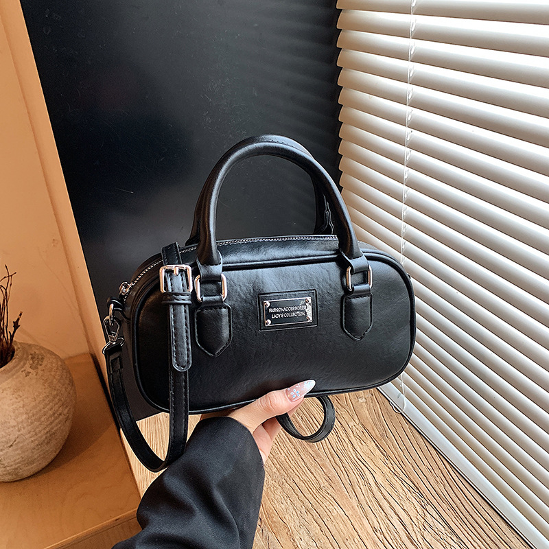 Retro Niche Baguette Bowling Bag For Women, New Simple Versatile Handbag, Single Shoulder Crossbody Boston Bag - Thumbnail 3