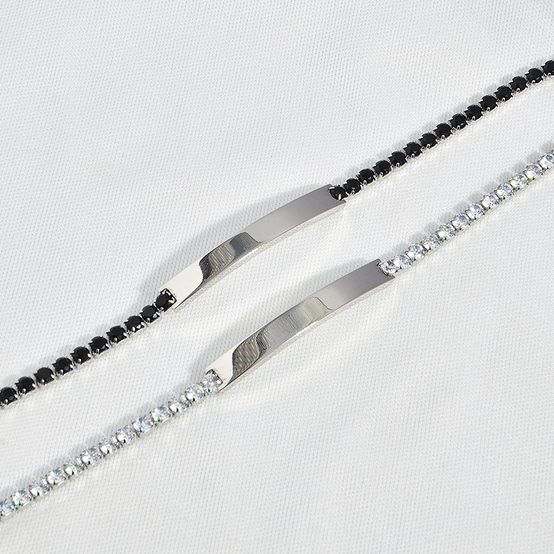 1 Piece Quantity Retro Classic Style Geometric Customization Laser Engraving Titanium Steel Zircon Men's Bracelets Men's Chain Bracelets