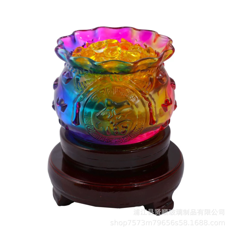 黄水晶聚宝盆摆件 招财进宝旺财五彩聚宝盆福袋开业礼品现货批发|undefined