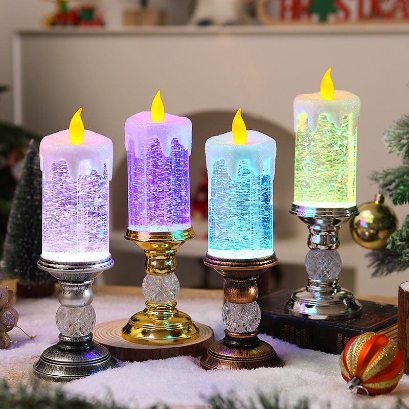 Christmas Decoration Water-Filled Candle Christmas Crystal Lamp Colorful Gradient Automatic Snowfall Christmas Gift Ornaments Christmas Decoration Water-Filled Candle Christmas Crystal Lamp Colorful Gradient Automatic Snowfall Christmas Gift Ornaments