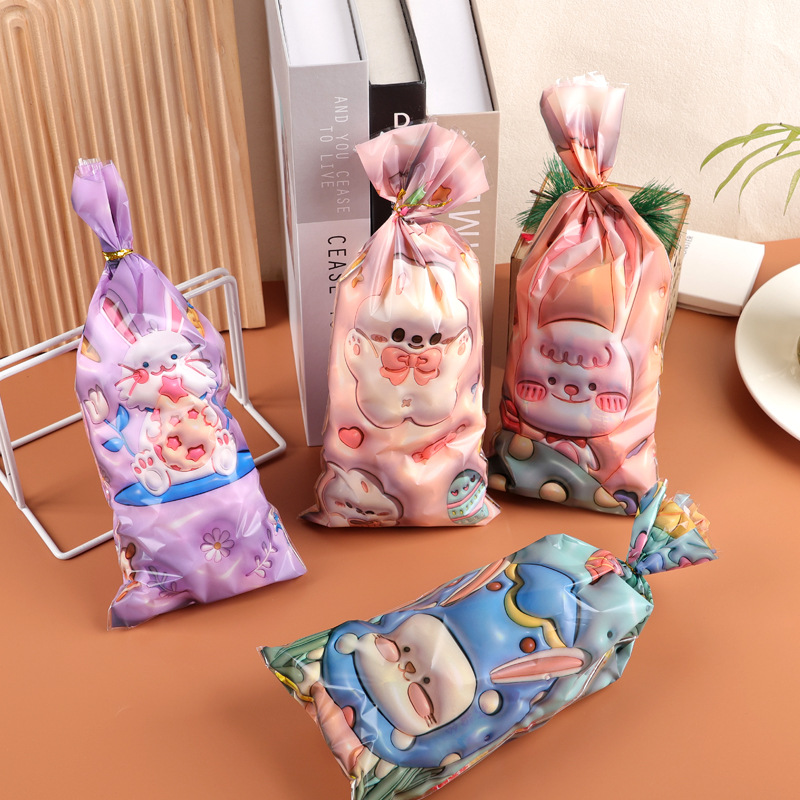 2025跨境新品原创可爱动物3Dopp糖果饼干袋玻璃纸热切平口袋批发