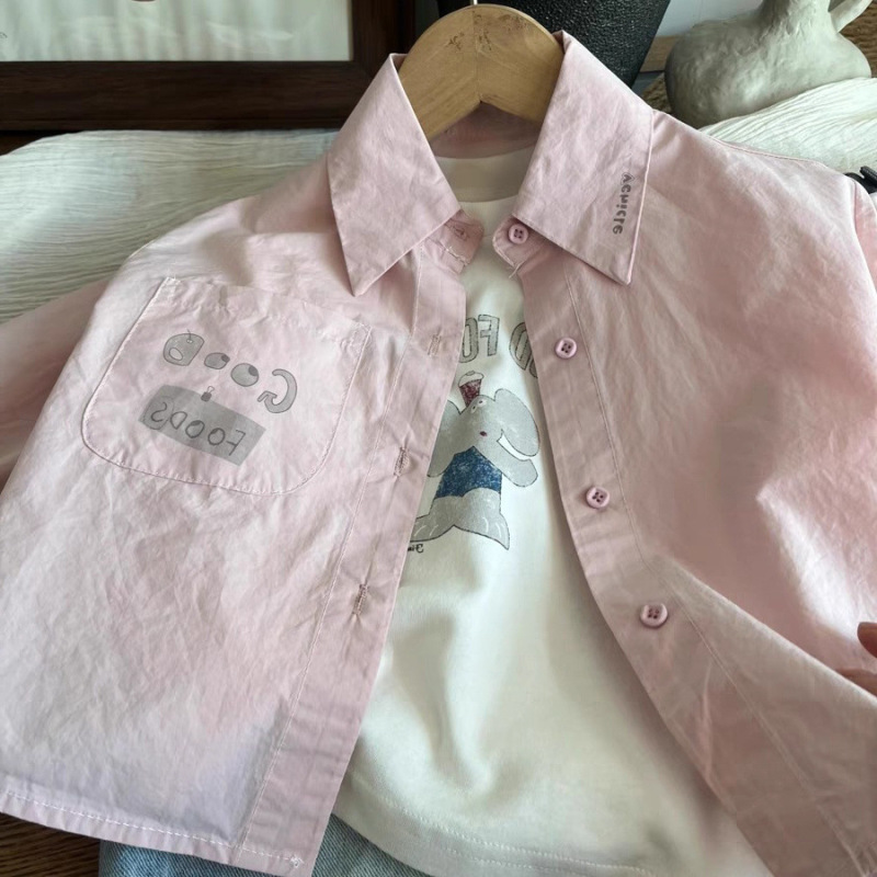 儿童新品春装印花翻领长袖百搭棉衬衫男女童帅气衬衣儿童薄款上衣|undefined
