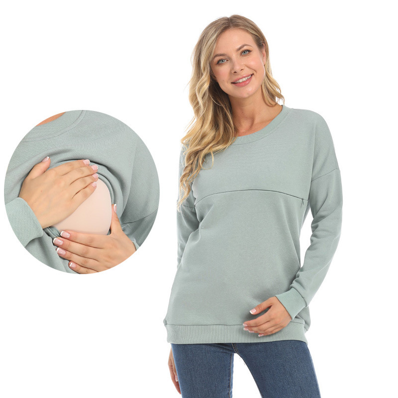 秋冬妊婦服純綿冬授乳服の毛輪の外に大きいサイズの妊婦服のファッション的でゆったりした妊婦服を着ています。|undefined
