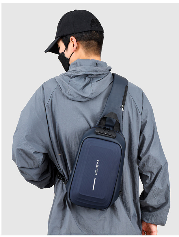 2024 Spring Sports chest backpacks, cross-border wholesale USB charging port bags, men's crossbody bags, fashionable single-shoulder bags undefined