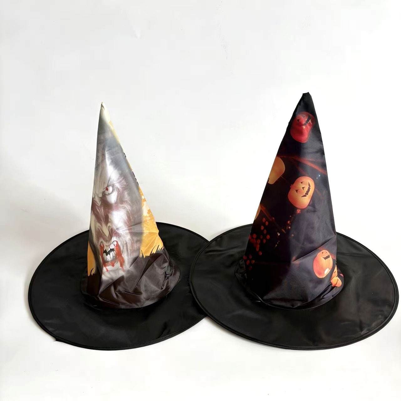 Sombreros de bruja de Halloween, sombreros de bruja de Oxford negros, disfraz de fiesta, sombreros de bruja de cuernos afilados al por mayor