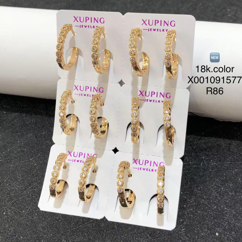 No. 3 18k color chapado botones de orejas 6 pares para una tarjeta