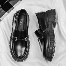 男鞋2025新款夏季无鞋带一脚蹬商务正装英伦黑色防滑休闲小皮鞋男