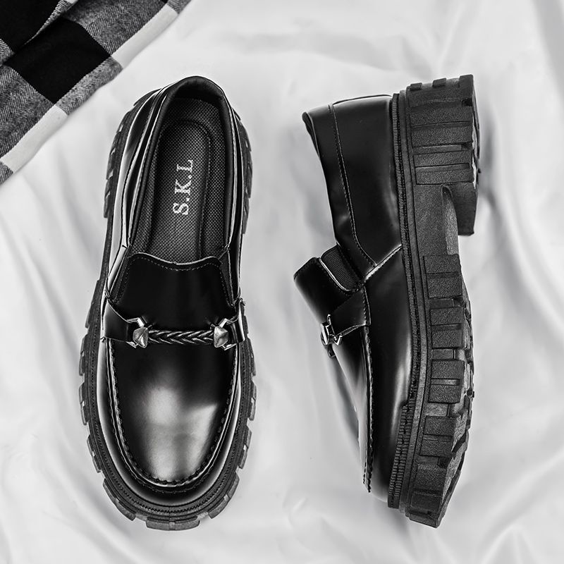 男鞋2025新款夏季无鞋带一脚蹬商务正装英伦黑色防滑休闲小皮鞋男