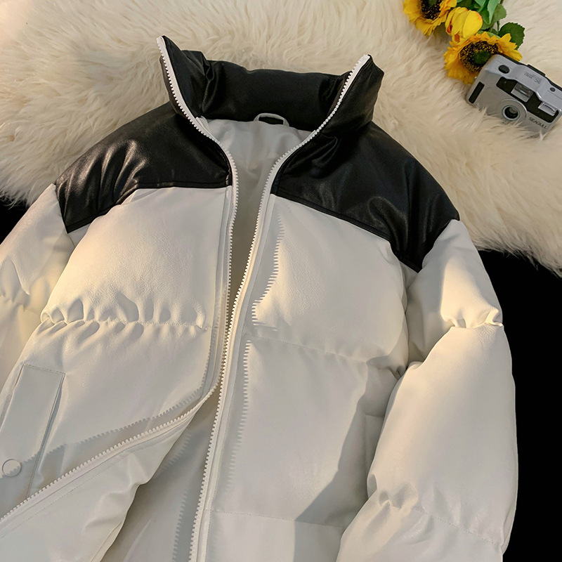 Padded Leather Jacket Unisex Bread Style Warm Hong Kong Design_voghion.com