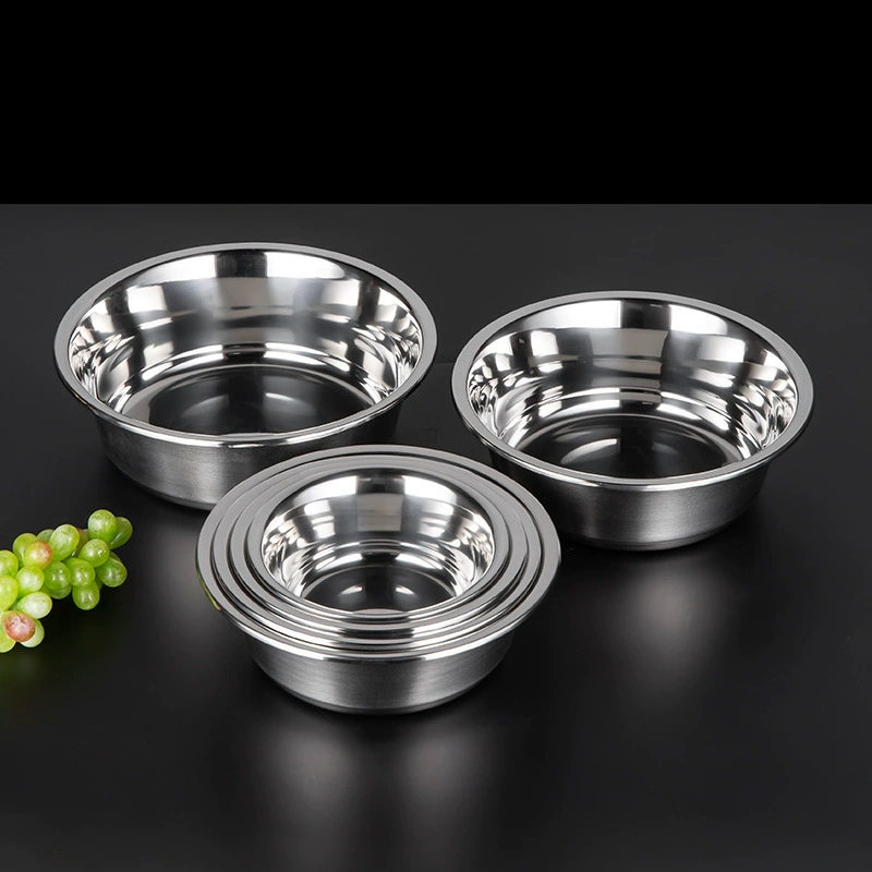 Cross-border thickened 201 stainless steel multi-purpose basin food-grade condiment cooking basin kitchen baking egg beating reverse side soup basin