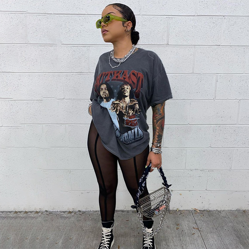 summer printed round neck loose t-shirt NSLHC123476
