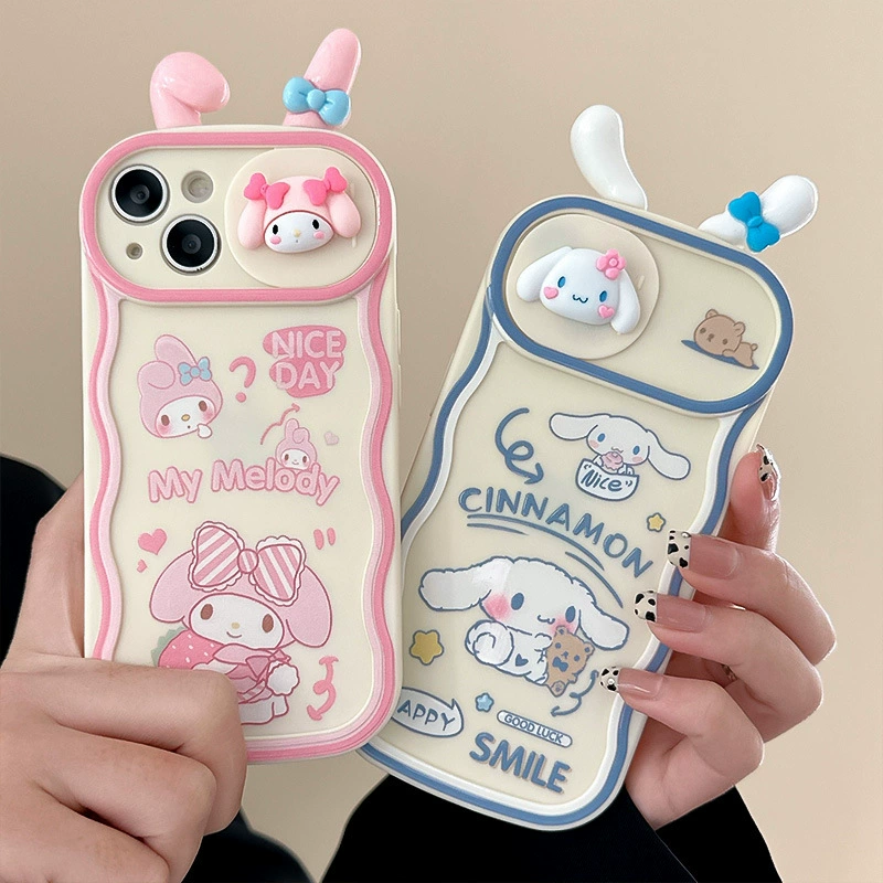 Чехол для телефона (серия Apple iPhone 11–16) с дизайном cartoon dog & cat, дизайн с окнами-переключателями