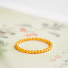 新中式仿蜜蜡手串女士仿鸡油黄色琥珀原石宝石盘玩轻奢小众手链