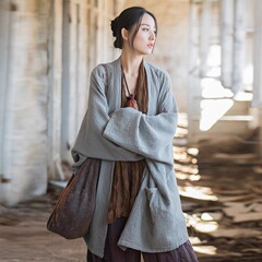 秋季棉麻2025新款双层棉文艺个性开衫佛系禅意禅服外套