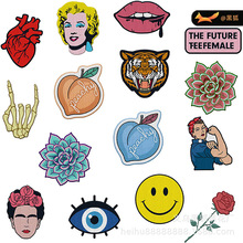 黑狐艺术鬼手刺绣布贴卡通字母牌电脑绣花标批发包包装饰补丁贴