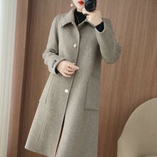 秋冬新款100纯羊毛双面呢大衣女宽松中长款羊绒过膝外套大码加厚