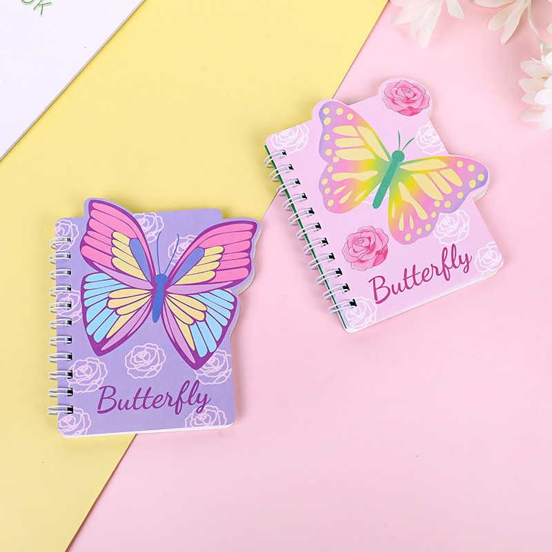 Weibo creativo bobina de dibujos animados libro estudiante mariposa portátil pequeño cuaderno lindo niños pequeño regalo texto