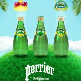 法国原装进口Perrier巴黎青柠味气泡水天然矿泉水气泡苏打水330ml