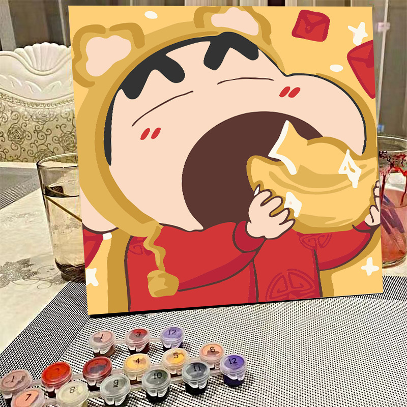デジタル油絵diyの塗り絵の子供は漫画のアニメを埋めて色を塗ります。|undefined