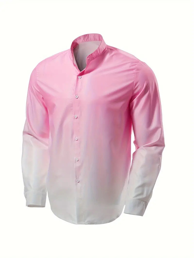 Camisa de manga larga con color degradado de estilo universitario de vitalidad juvenil, cómoda y transpirable, cuello alto que absorbe el sudor, top de un solo pecho MB29