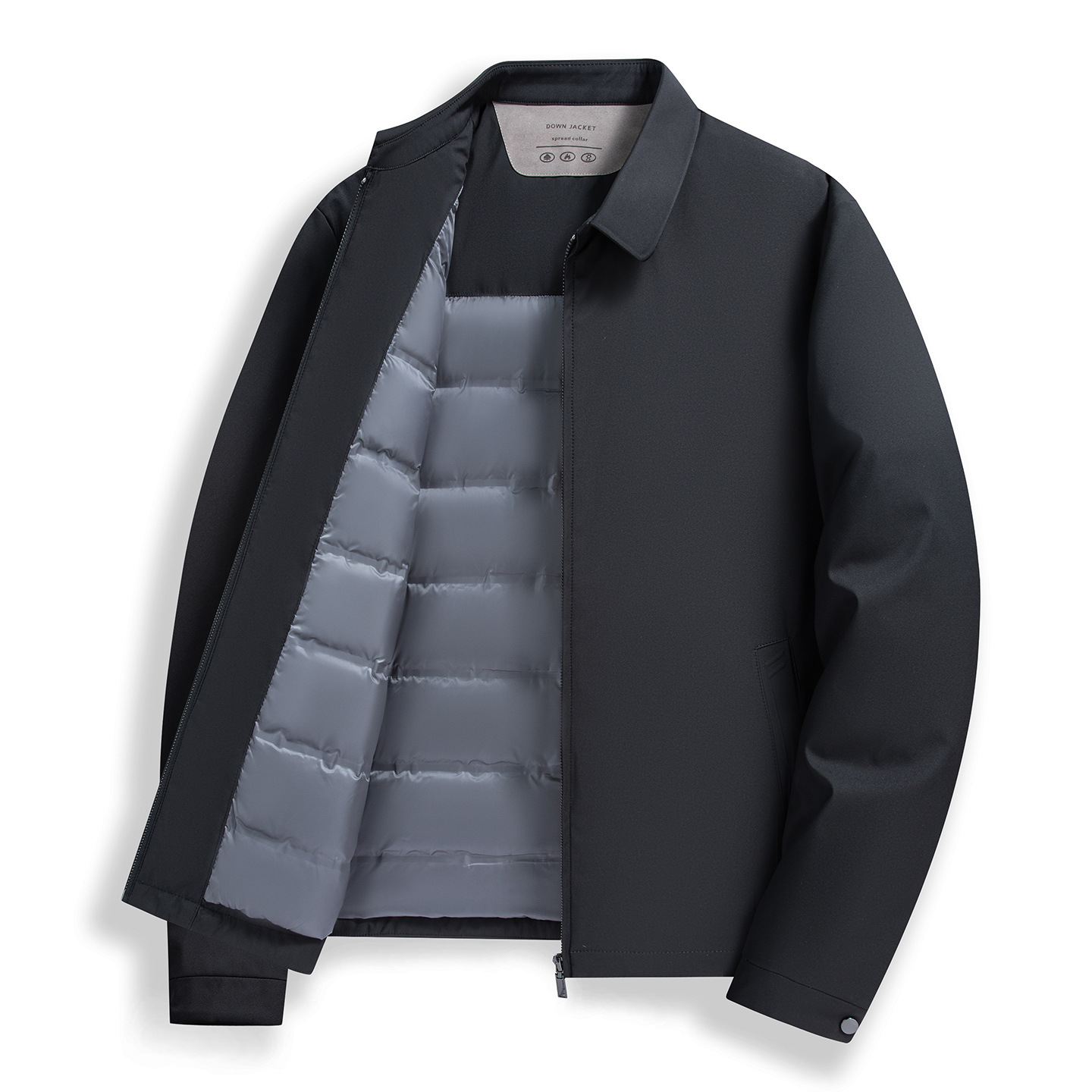 中老年人男士短款白鸭绒羽绒服夹克衫翻领加厚外套爸爸冬装防寒服